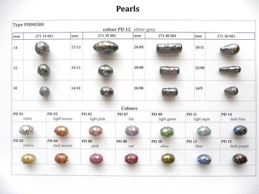 30 pcs Lampwork Beads PD580 / Teardrop/Pear (271-50-001), Handmade, Preciosa Glass, Czech Republic