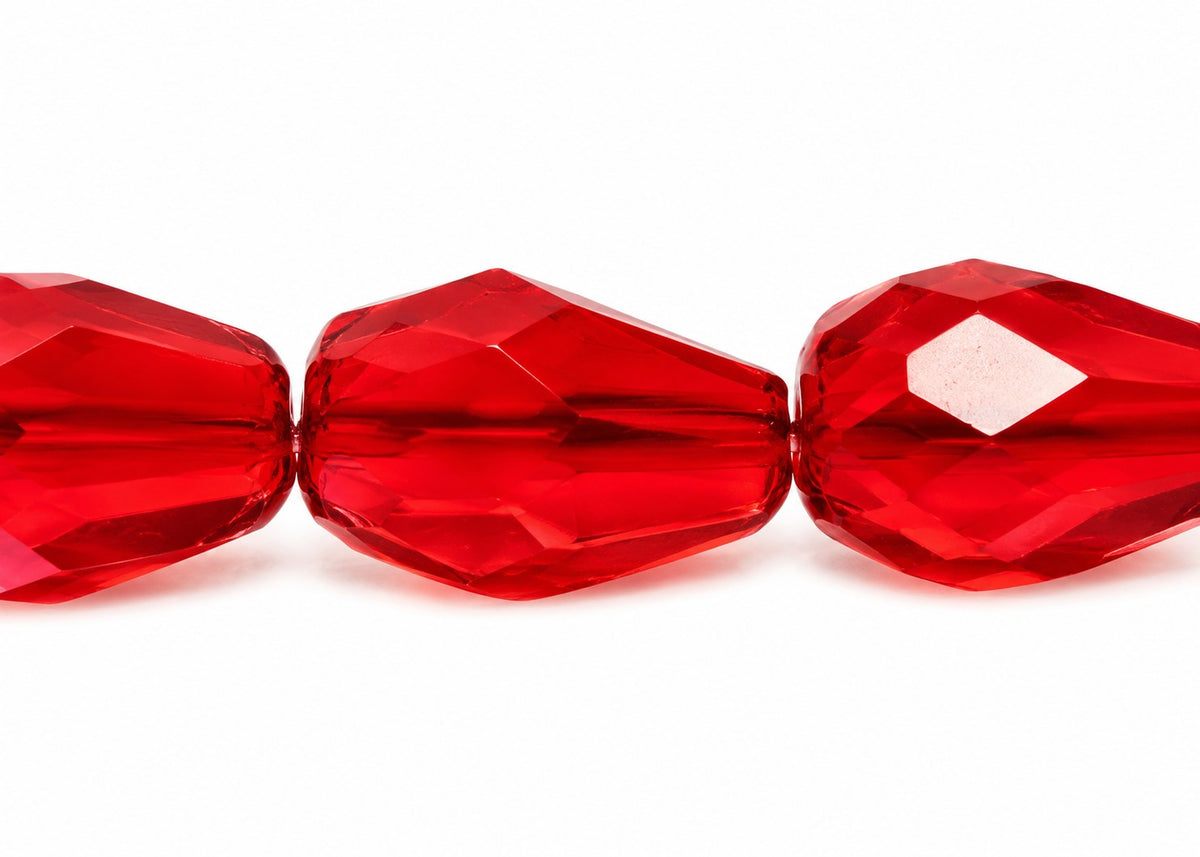 Faceted Fire Polished Beads Special Cut, Ruby Red (90080), Glass, Czech Republic