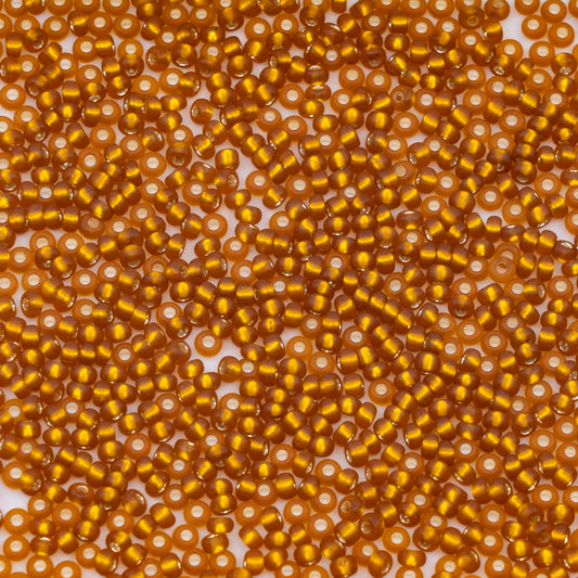 OUTLET 10 grams Preciosa Ornela Seed Beads, Round Hole, Loose, Mat, 10/0, topaz, silver lined (17090), Glass, Czech Republic