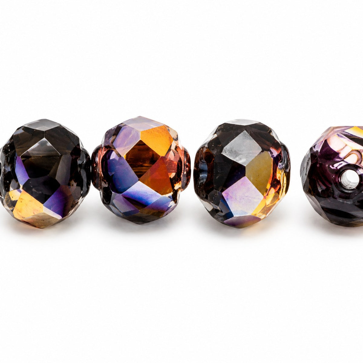 Faceted Fire Polished Beads Special Cut, Black Prismatic Phoenix (23980-27104), Glass, Czech Republic