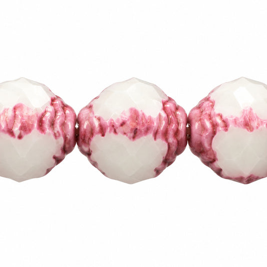 Wasp Special Cut Faceted Fire Polished Beads, White Purple (02010-15726), Glass, Czech Republic