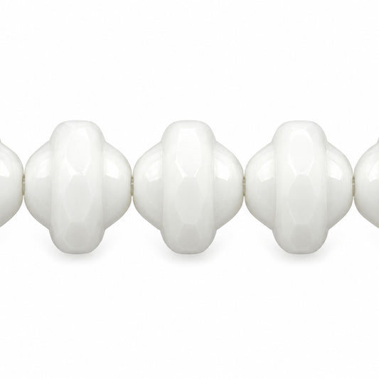 Faceted Special Cut Beads, Chalk White (03000), Glass, Czech Republic