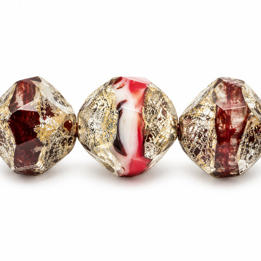 Special Cut Faceted Fire Polished Beads. Smashed, X3059 Antique Silver Patina (x3059-81002), Glass, Czech Republic