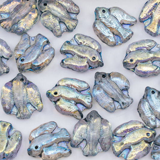 OUTLET 250g/50g Pressed Bird Beads, 14 x 13 mm, Crystal Ab Light Gray (00030-28701-34311), Glass, Czech Republic