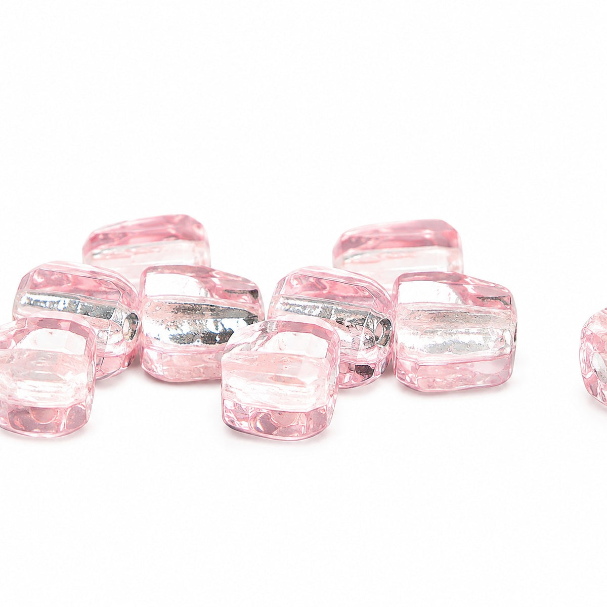 2-Hole Pressed Beads, Transparent Pink (70110), Glass, Czech Republic