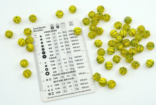 OUTLET 10 grams Melon Beads, Crystal Bright Yellow Light Blue Lined (00030-83130-54308), Glass, Czech Republic