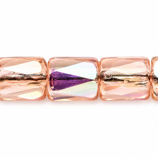 Faceted Special Cut Beads, Transparent Pink Ab (70120-28701), Glass, Czech Republic
