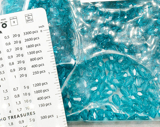 OUTLET 250 g facettierte, feuerpolierte Rondellperlen, 7 x 5 mm, Transparent Aqua (60140), Glas, Tschechische Republik