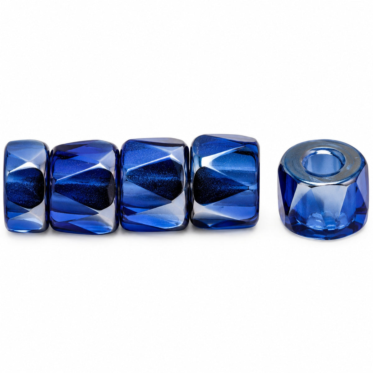 Faceted Oval Beads Special Cut, Transparent Blue 22501 (30070-22501), Glass, Czech Republic