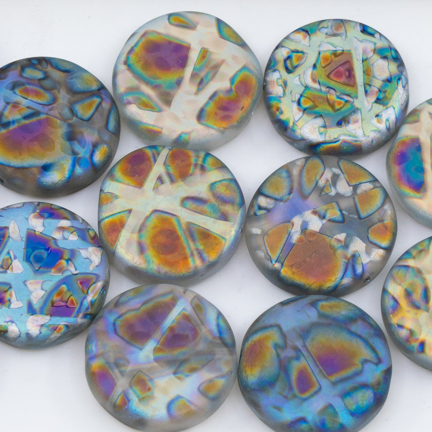 OUTLET 250g/50g Coin Beads, 17 x 17 mm, Batika Mixed Colors 201 (BATIKA-MIX-201), Glass, Czech Republic