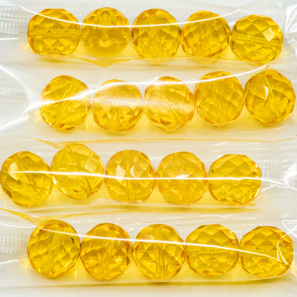 OUTLET 10 grams Faceted Round Fire Polished Beads, 12 x 12 mm, Transparent Yellow (80020), Glass, Czech Republic