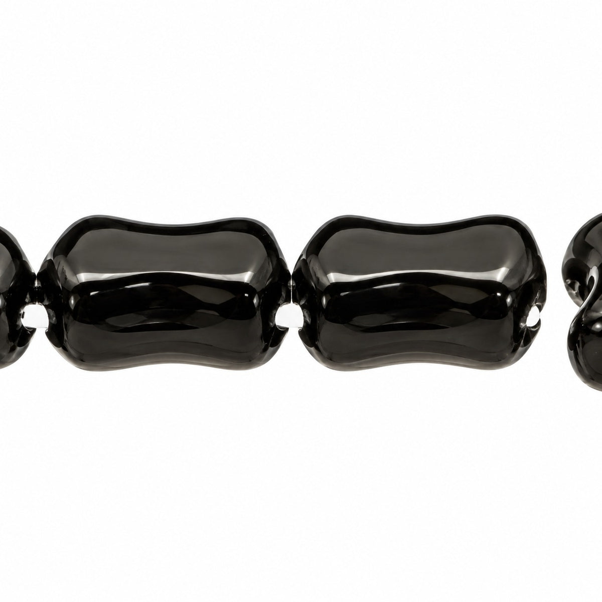 2-Hole Pressed Beads, Black (23980), Glass, Czech Republic