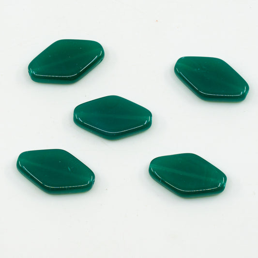 OUTLET 10 grams Flat Fhombus Beads, 22 x 12 mm, Opal Emerald Green (52060), Glass, Czech Republic