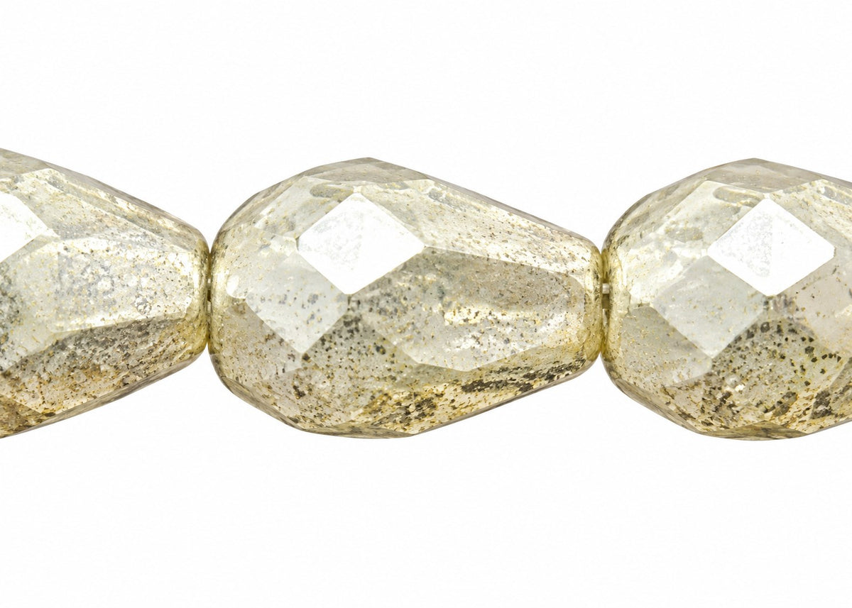Faceted Fire Polished Beads Special Cut, Opal White Terracotta Silver (01000-15481), Glass, Czech Republic