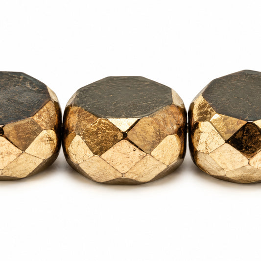 Cut & Faceted Fire Polished Beads, Black Brass (23980-90215), Glass, Czech Republic