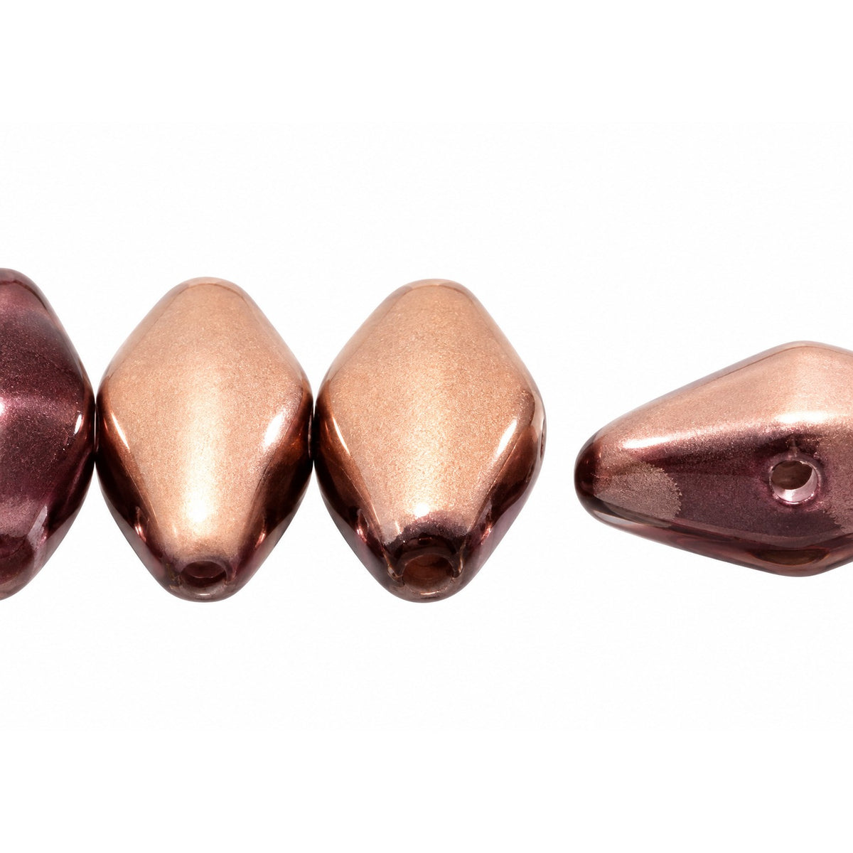 Oval Olive Beads, Amethyst Matte Rose Gold Capri (20060-84110-27101), Glass, Czech Republic