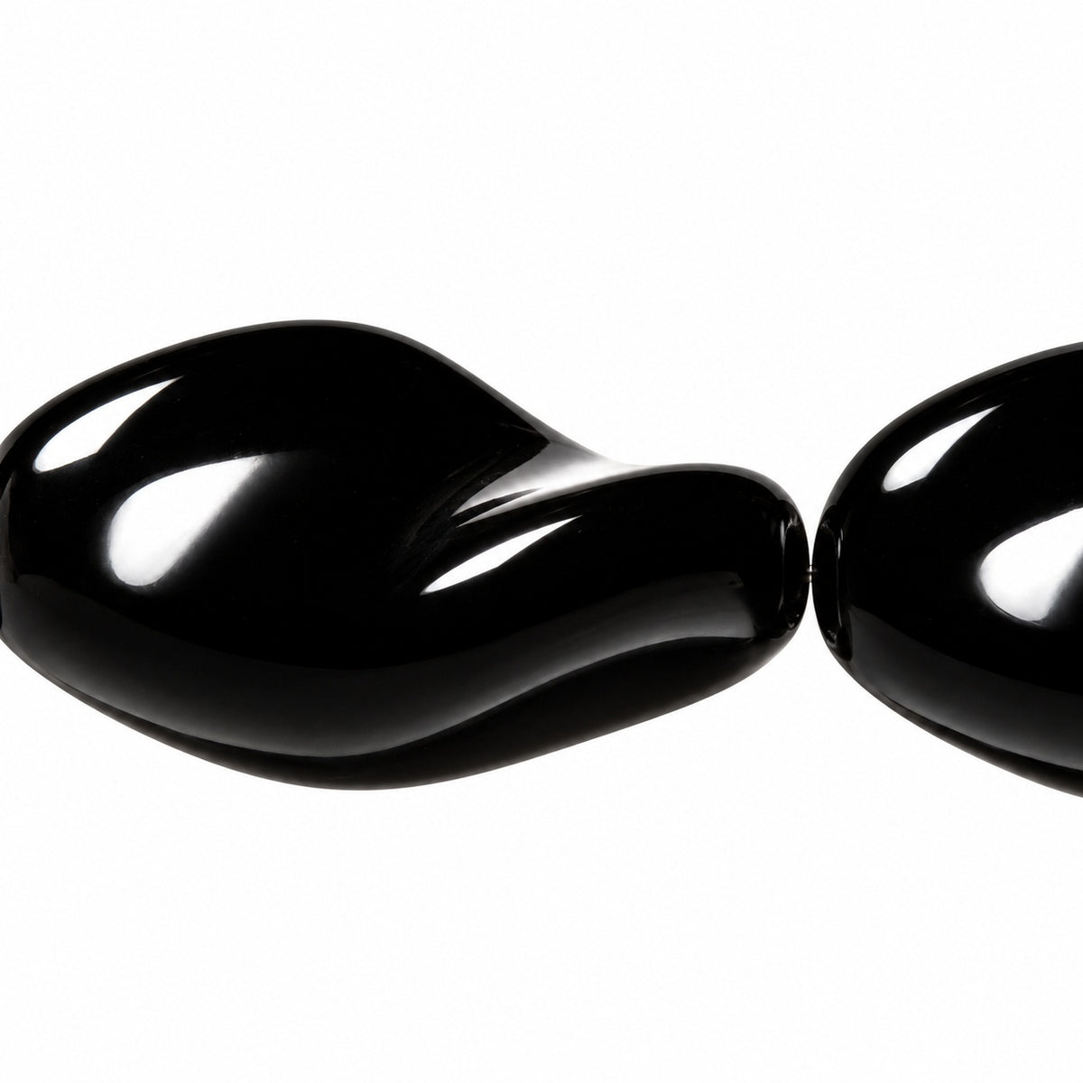 Curved Oval Beads, Black (23980), Glass, Czech Republic
