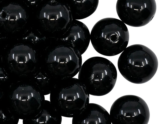 OUTLET 10 grams Round Druck Beads, 6 x 6 mm, Black (23980), Glass, Czech Republic