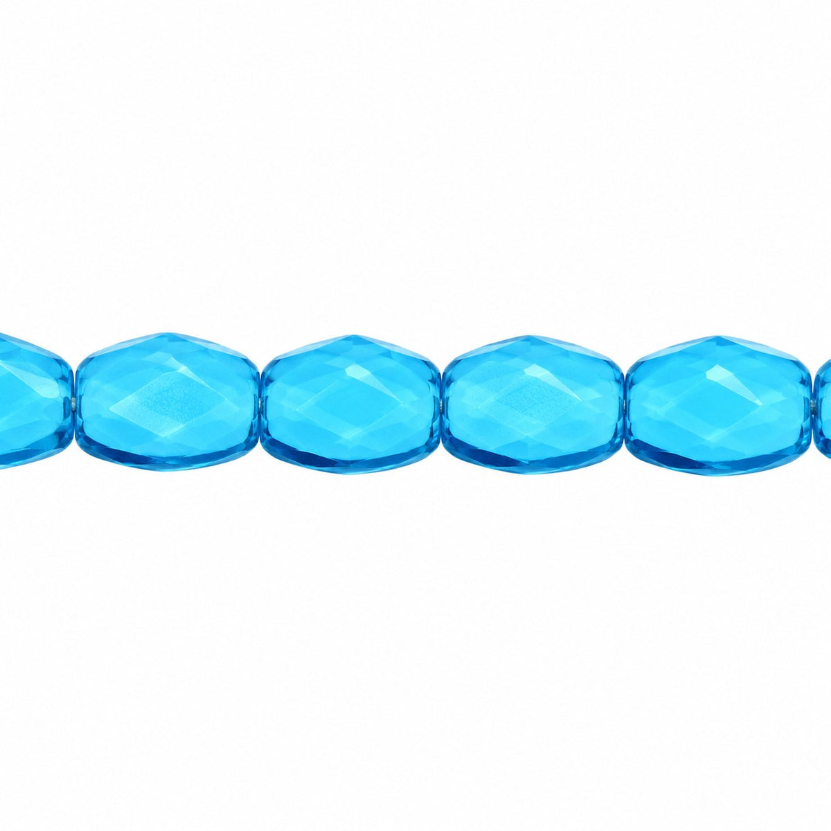 Oval Faceted Beads, Blue (63020), Glass, Czech Republic