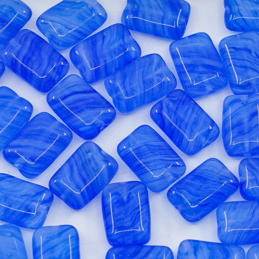 OUTLET 250g/50g Flat Rectangle Beads, 12 x 8 mm, Blue Mixed Colors (blue-mix), Glass, Czech Republic
