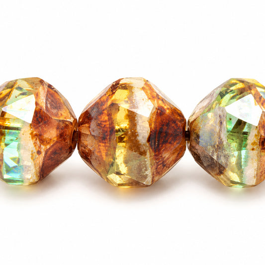 Special Cut Faceted Fire Polished Beads. Smashed, Ts044 Stain Strong (ts044-86805), Glass, Czech Republic