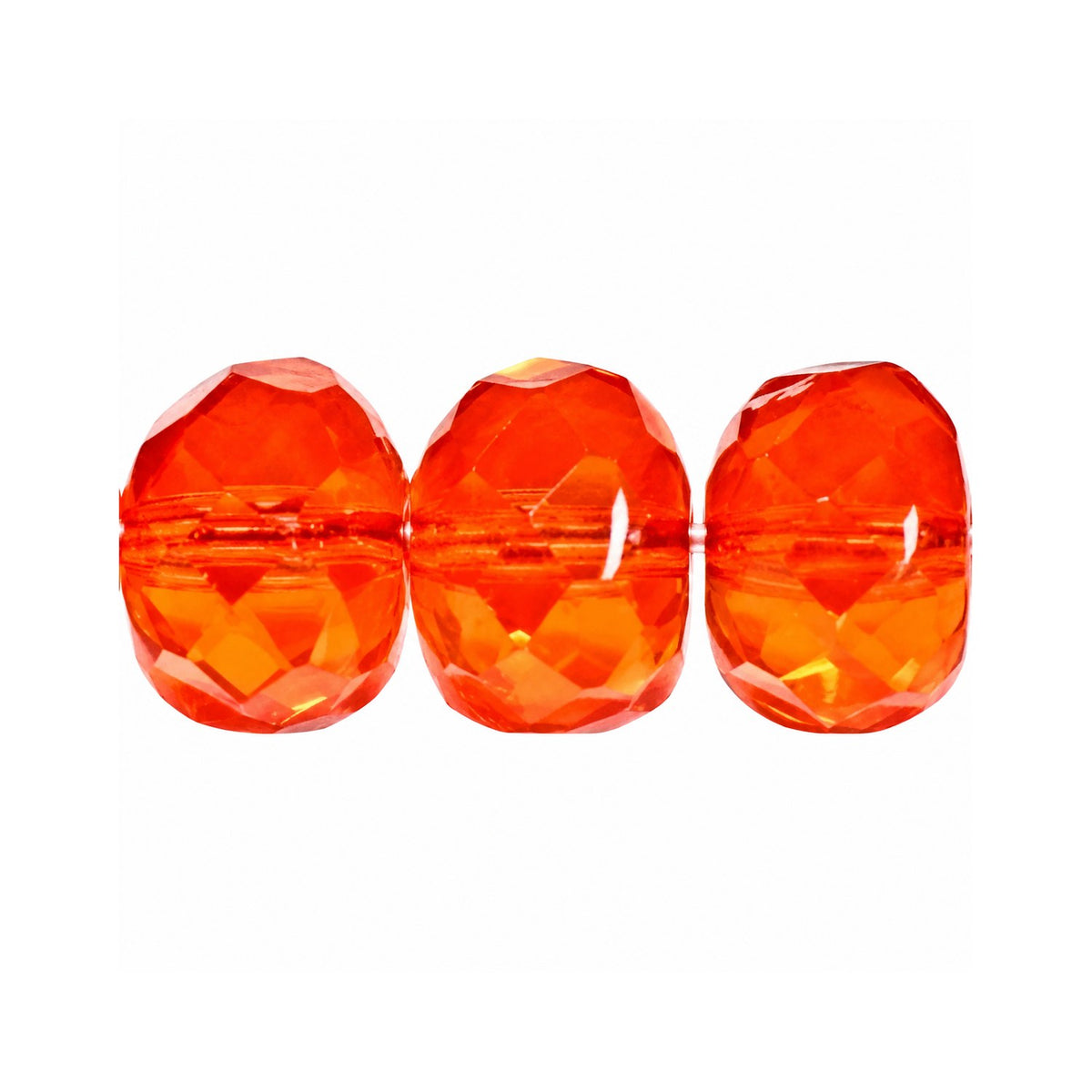 Special Cut Faceted Fire Polished Beads, Transparent Orange (90030), Glass, Czech Republic