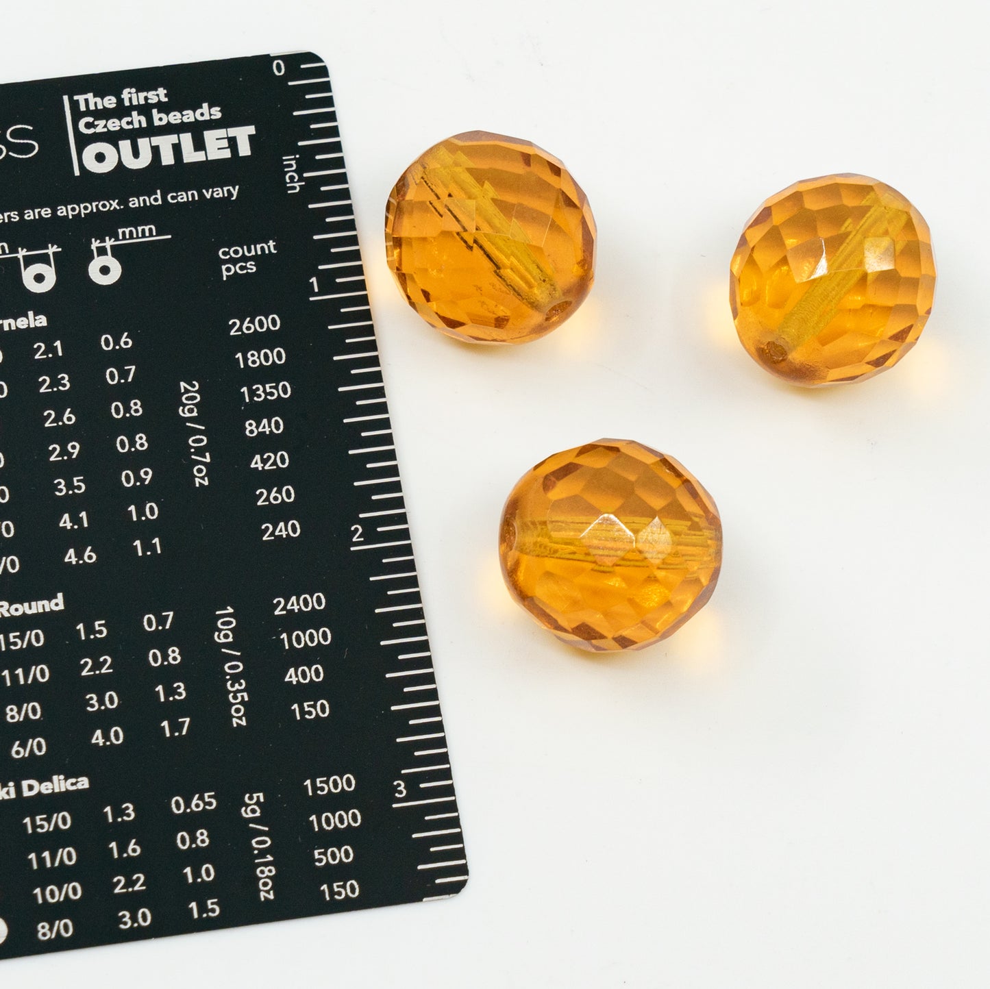 アウトレット 250g ファセットラウンドファイアポリッシュビーズ、151-19001-20x20-10060、透明オレンジ（10060）、ガラス、チェコ共和国