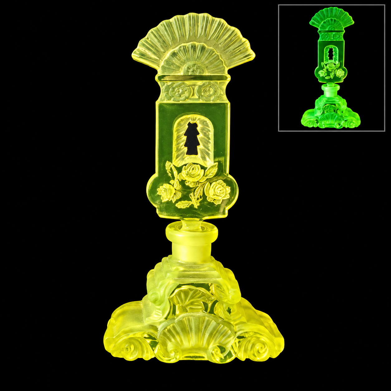 Uranium Vintage Bohemia Glass Perfume Bottle, Czech Republic, OUTLET