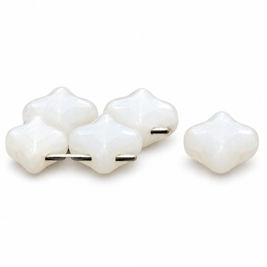 Cross Diagonal Square Beads, White (2010), Glass, Czech Republic