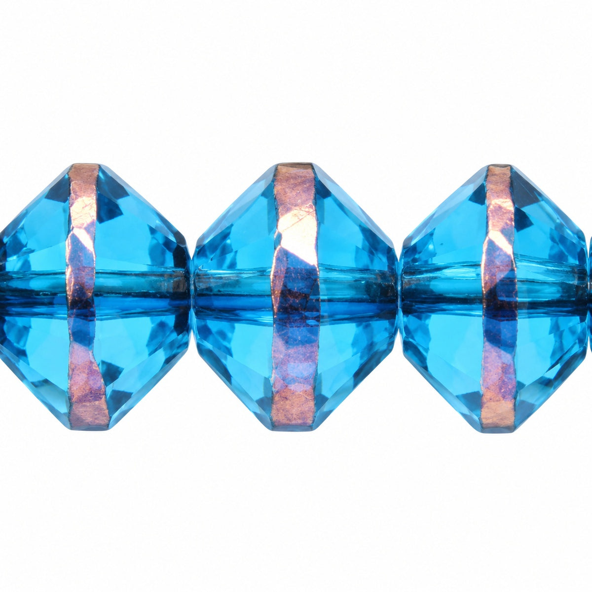 Faceted Special Cut Beads, Aqua Bronze (60030-14415), Glass, Czech Republic