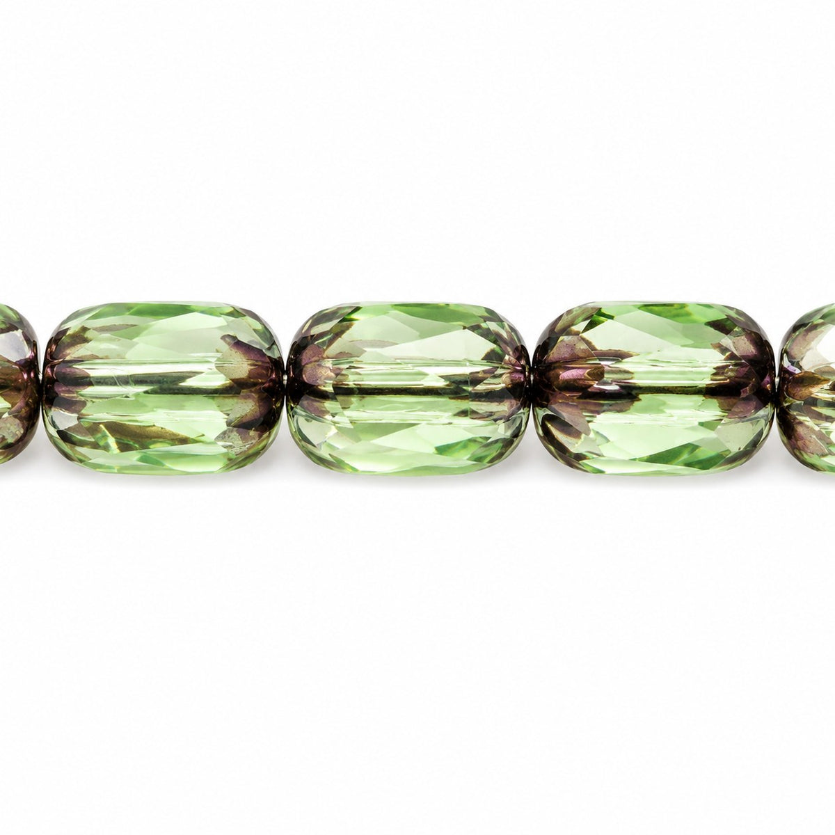 Faceted Fire Polished Beads Special Cut, Transparent Green Bronze (50400-14415), Glass, Czech Republic