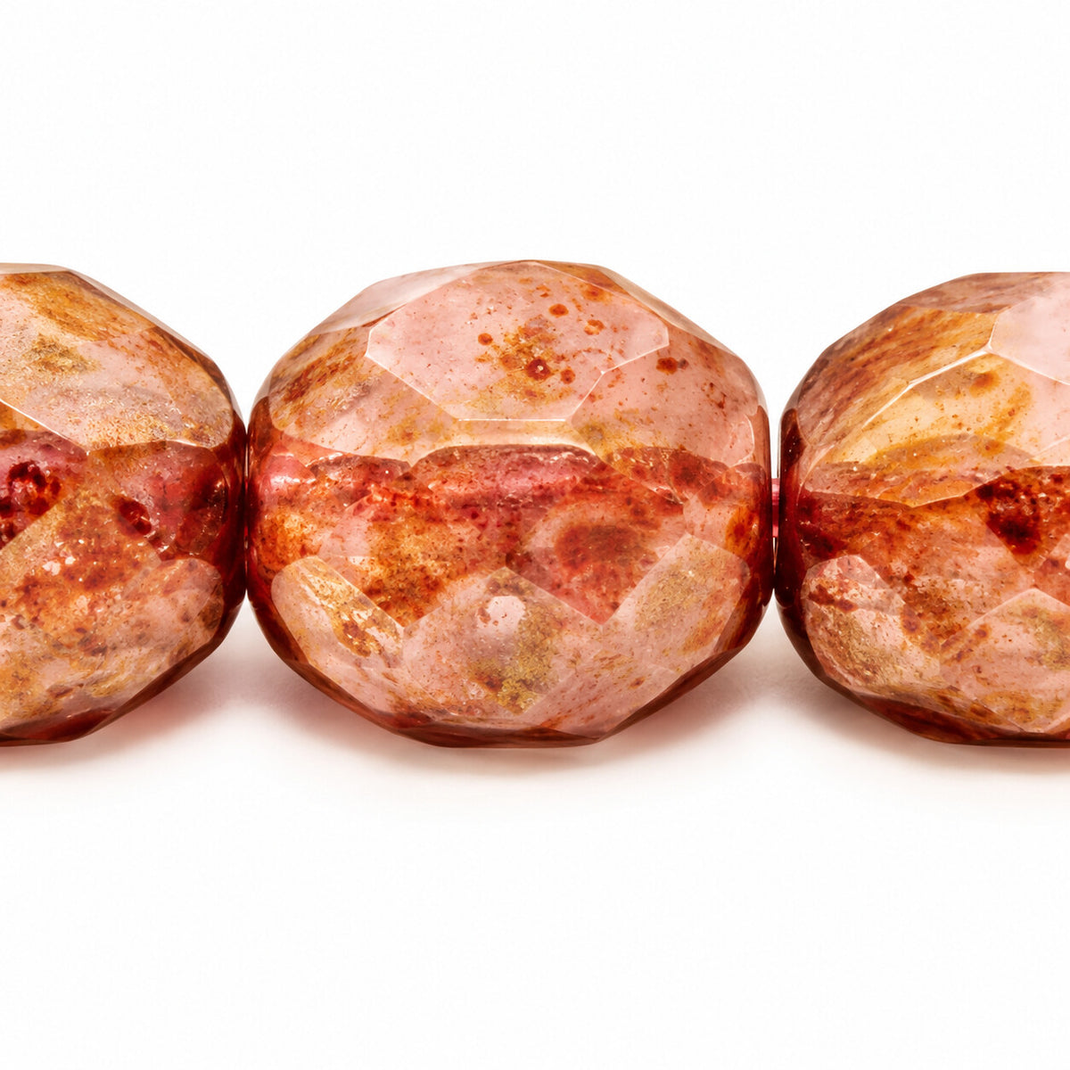 Faceted Special Cut Beads, T0960 Stain With Luster Red (t0960-65491), Glass, Czech Republic