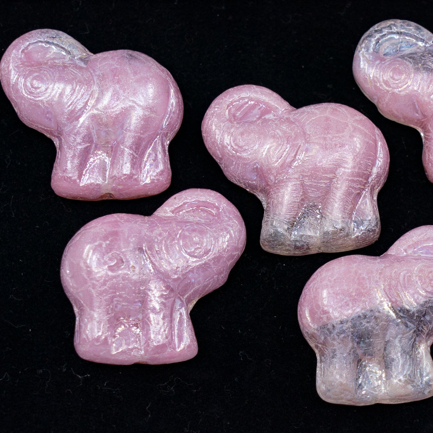 OUTLET 250g/50g Elephant Beads, 20 x 21 mm, Opaque Pink Hematite (76028-14400), Glass, Czech Republic