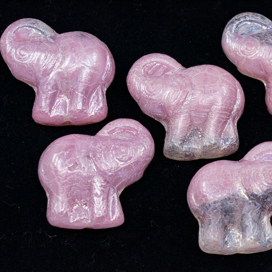 OUTLET 250g/50g Elephant Beads, 20 x 21 mm, Opaque Pink Hematite (76028-14400), Glass, Czech Republic