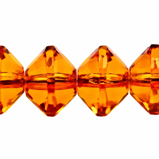 Special Cut Faceted Fire Polished Beads, Transparent Orange (10060), Glass, Czech Republic