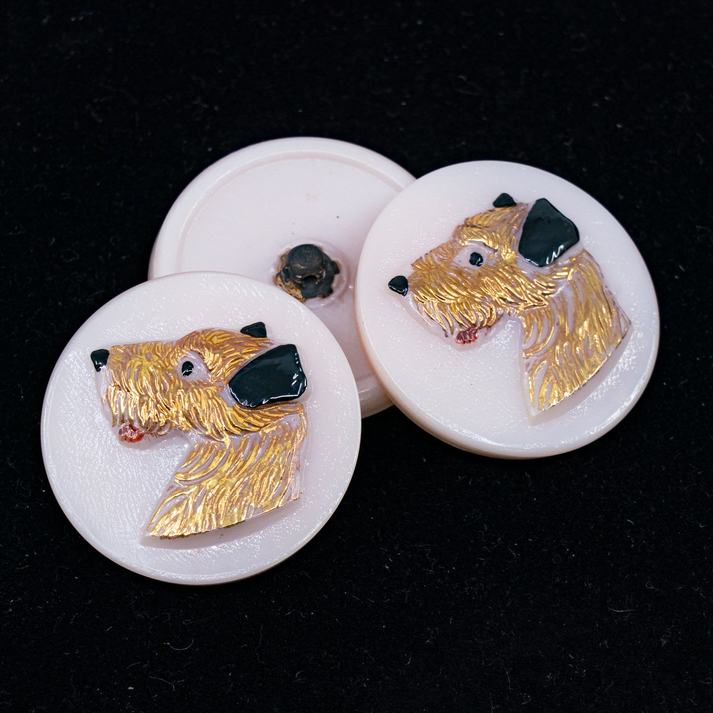 OUTLET 1 pcs Czech Glass Handmade Button, s12 x 27 mm, Dog Gold (dog-gold), Glass, Czech Republic