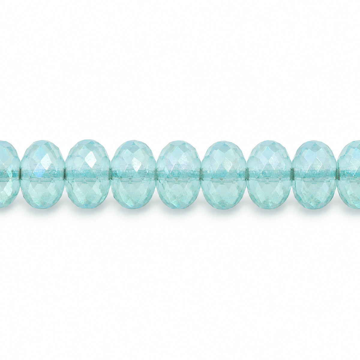 Special Cut Faceted Fire Polished Beads, Opal Aqua Ab (61000-28701), Glass, Czech Republic