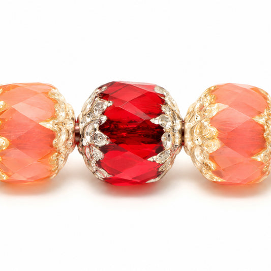Cathedral Faceted Fire Polished Beads, X2968 Antique Silver Patina (x2968-81002), Glass, Czech Republic