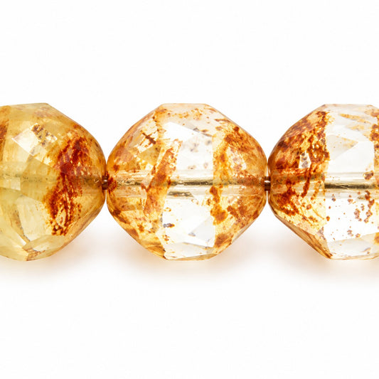 Special Cut Faceted Fire Polished Beads. Smashed, X3147 Stain Strong (x3147-86805), Glass, Czech Republic