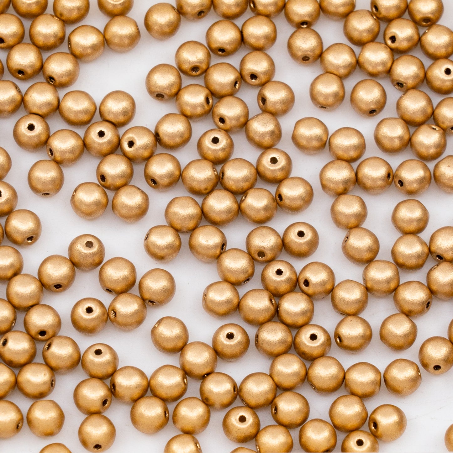 OUTLET 250g/50g Round Druck Beads, 4 x 4 mm, Crystal Aztec Pale Gold (00030-01710), Glass, Czech Republic