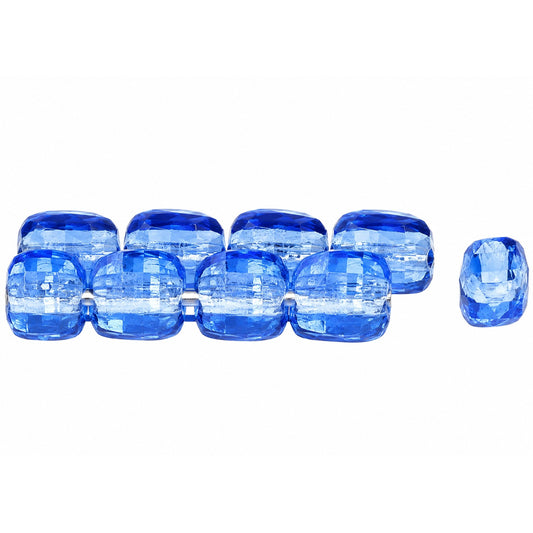 2-Hole Pressed Beads, Transparent Blue (30030), Glass, Czech Republic