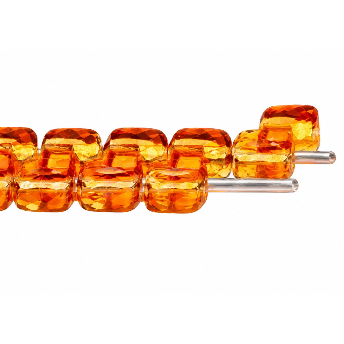 2-Hole Pressed Beads, Transparent Orange (10060), Glass, Czech Republic