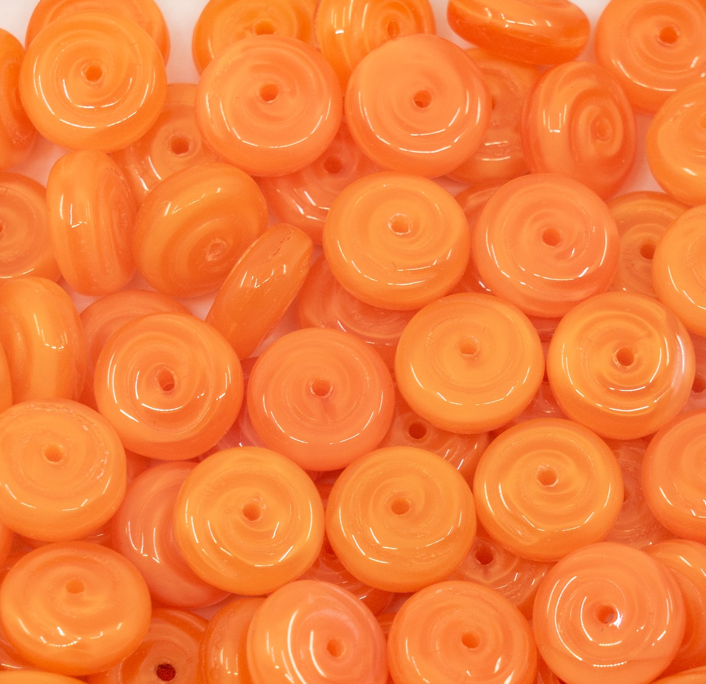 OUTLET 10 grams Pressed Beads, 9 x 9 mm, Silky Orange (silky-orange), Glass, Czech Republic