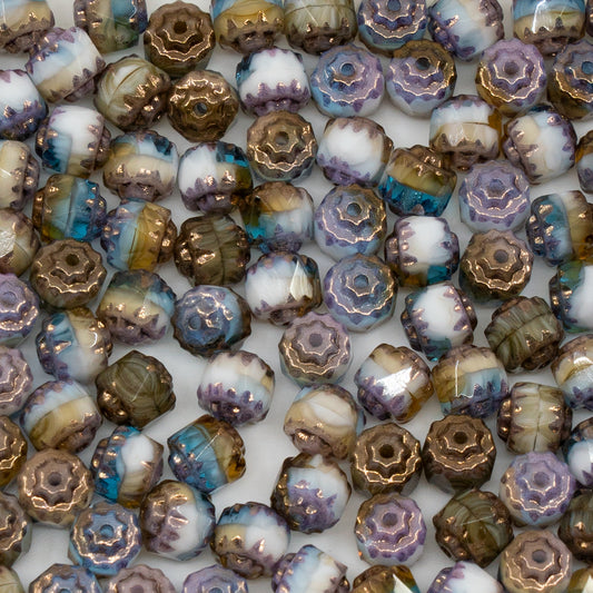 OUTLET 10g Cathedral Faceted Fire Polished Beads, 6 x 6 mm, X3089 Bronze (x3089-14415), Glass, Czech Republic