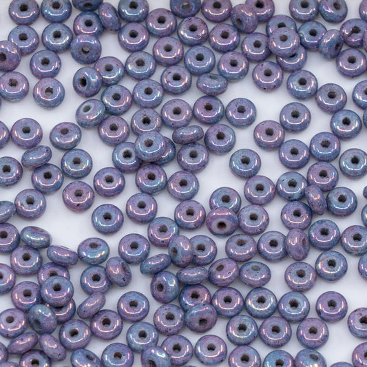 OUTLET 250g/50g Space Disk Beads, 4 x 4 mm, White Purple (02010-15726), Glass, Czech Republic