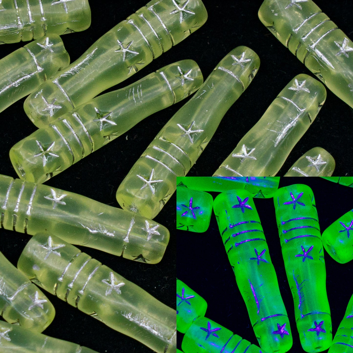 OUTLET 250g/50g Balustre Beads, 29 x 7 mm, Transparent Yellow Matte Silver Lined (80130-84100-54301), Glass, Czech Republic