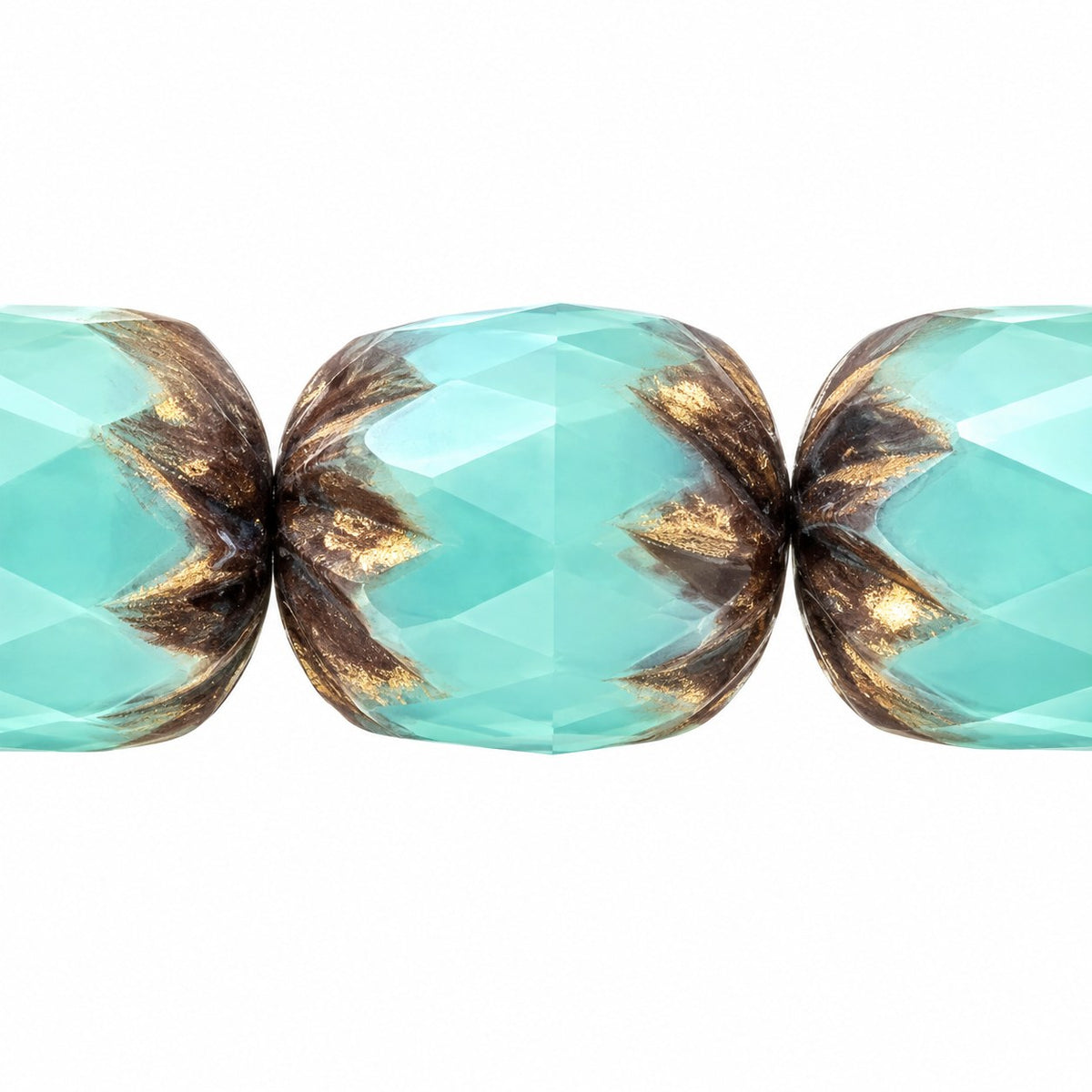 Faceted Fire Polished Beads Special Cut, Turquise Luster Violet Full Coated (63120-14496), Glass, Czech Republic