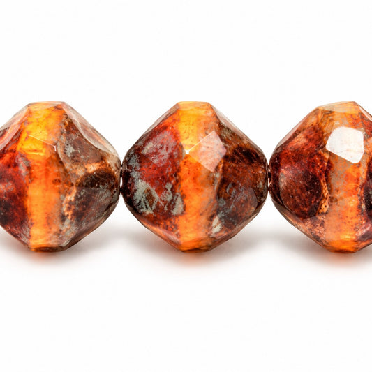 Special Cut Faceted Fire Polished Beads. Smashed, X3068 Stain Strong (x3068-86805), Glass, Czech Republic