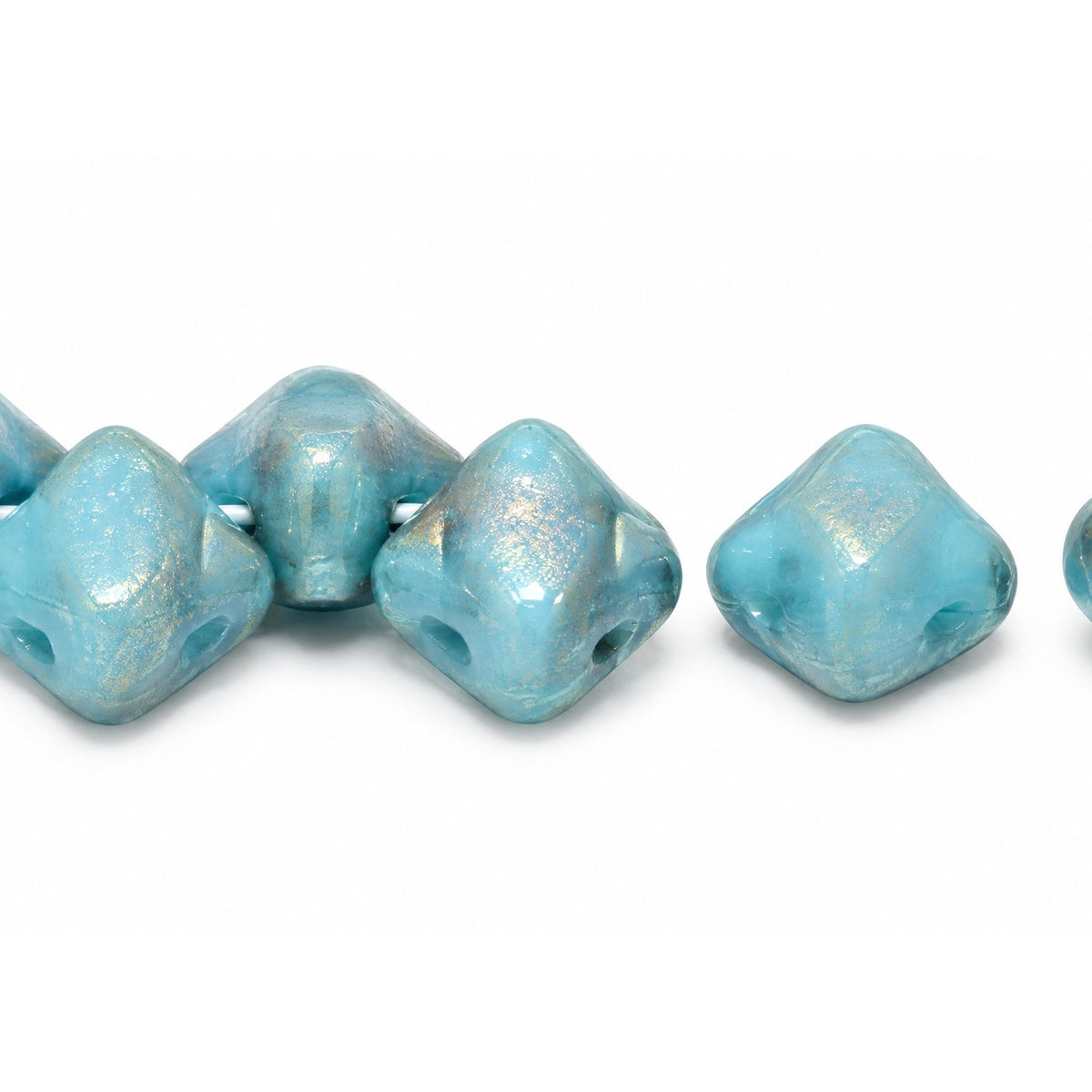 Silky 2-Hole Square Beads, Turquoise Blue 47902 (63030-47902), Glass, Czech Republic