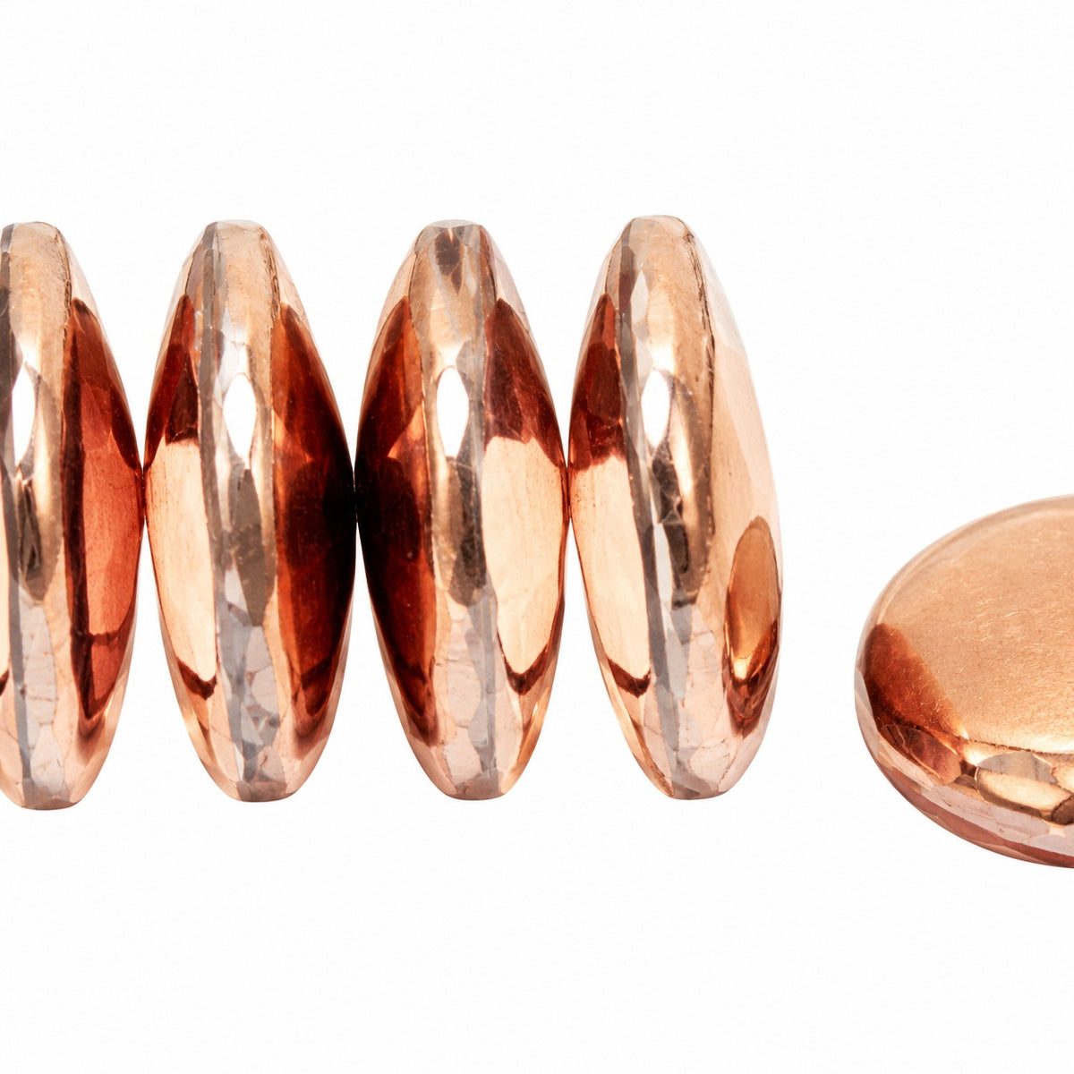 Lentil Round Beads, Crystal Rose Gold Capri (00030-27101), Glass, Czech Republic